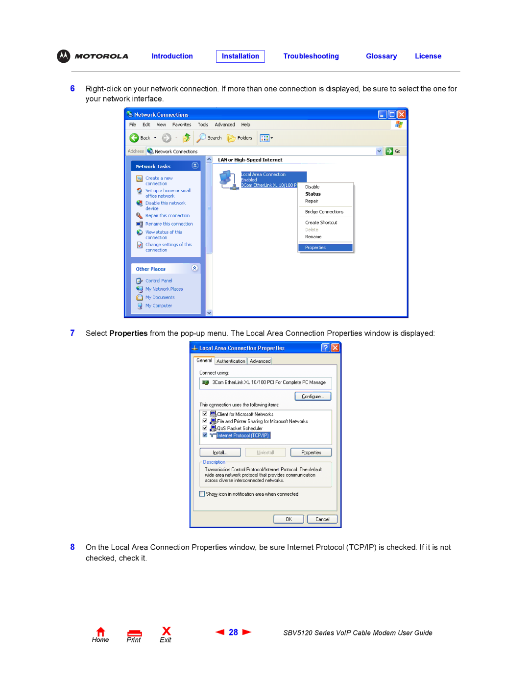 Motorola SBV5120 manual Introduction Installation Troubleshooting Glossary License 