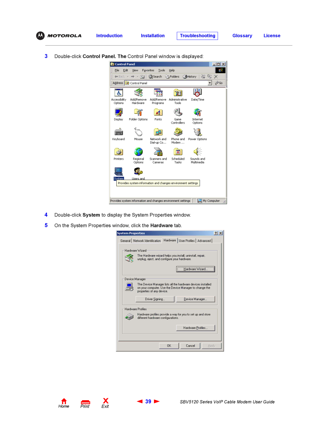 Motorola SBV5120 manual Introduction Installation Troubleshooting Glossary License 