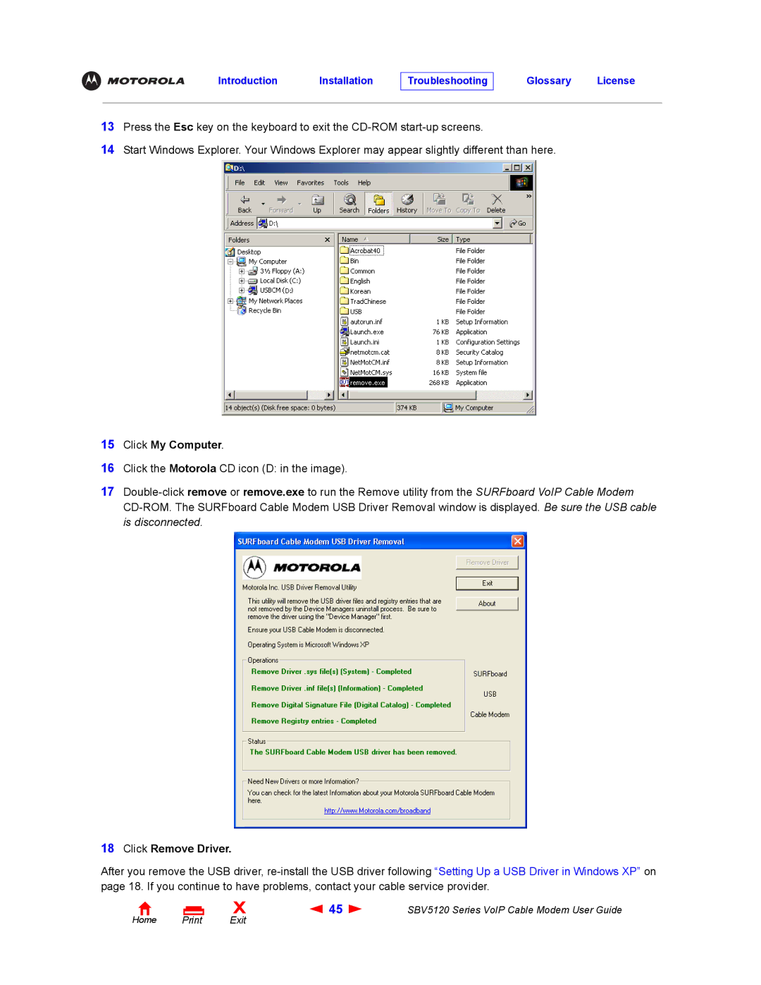 Motorola SBV5120 manual Click My Computer 