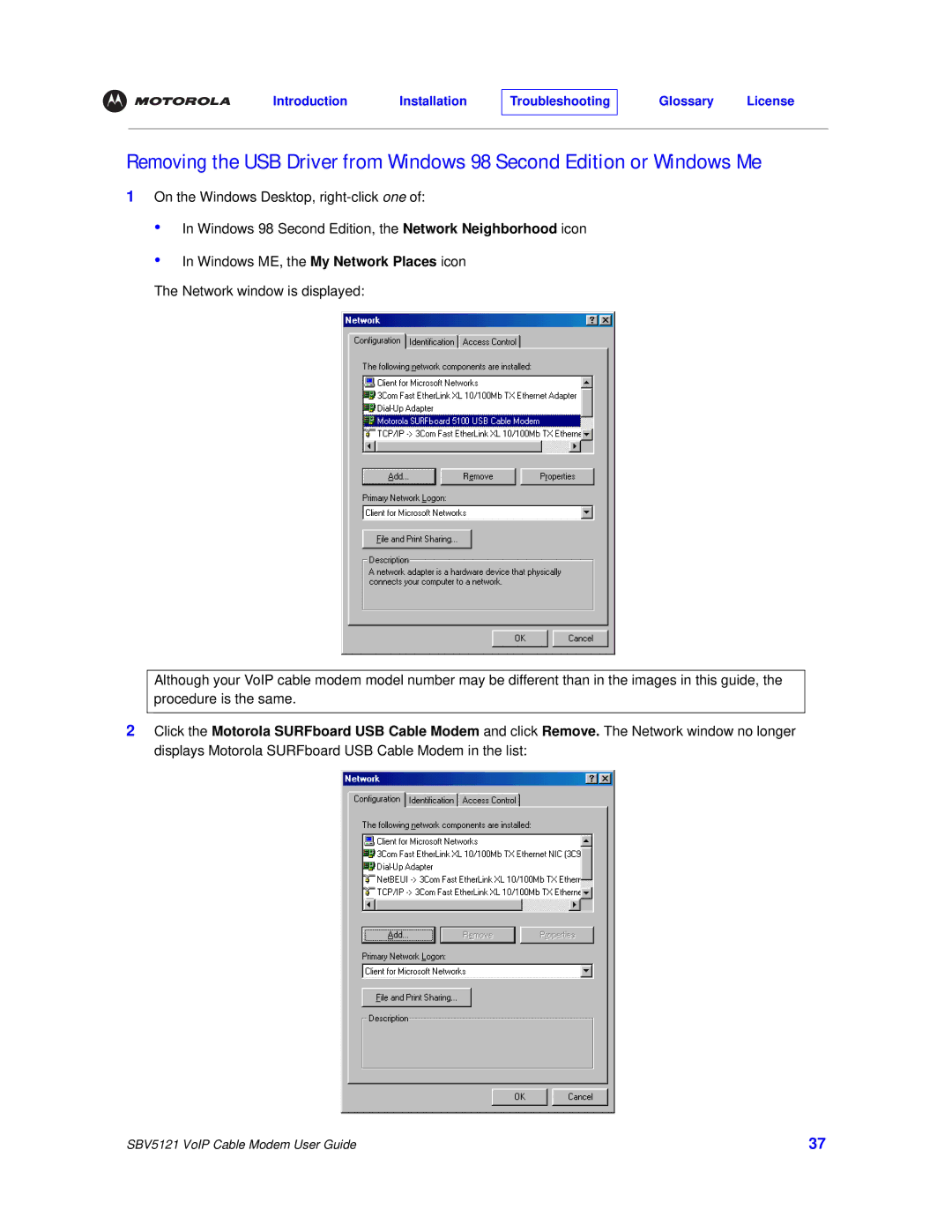 Motorola SBV5121 manual Introduction Installation Troubleshooting Glossary License 