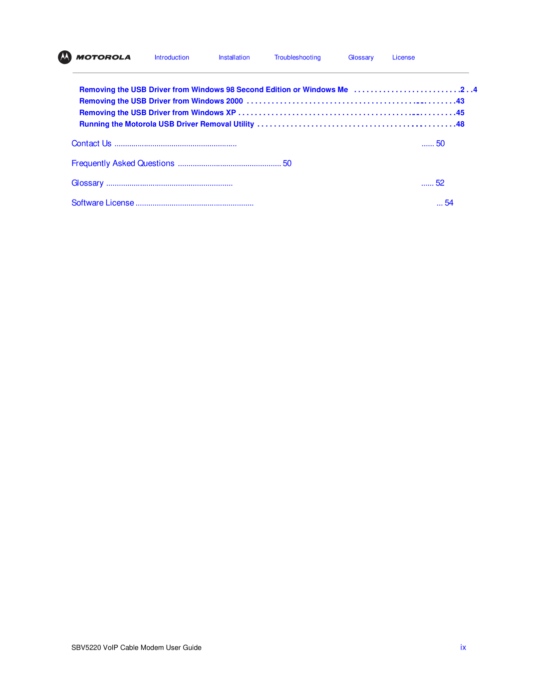 Motorola SBV5220 manual Introduction Installation 