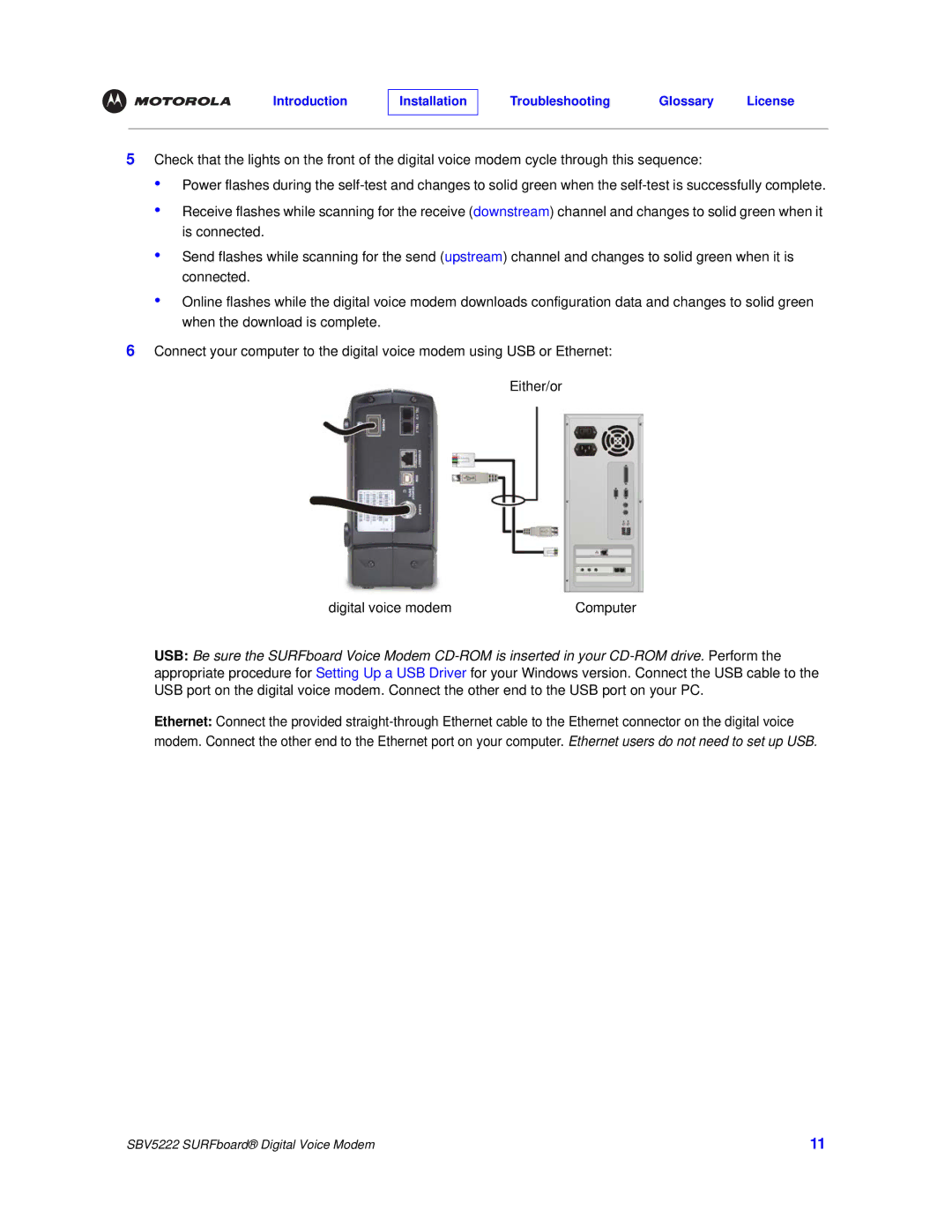 Motorola SBV5222 manual Digital voice modem 