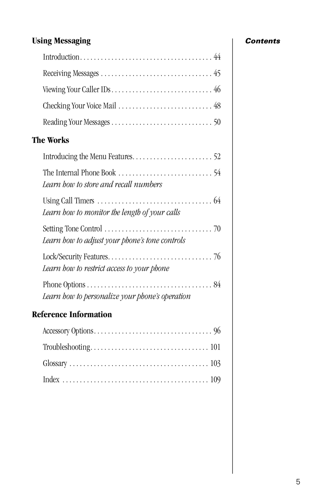 Motorola SC-725 specifications Reference Information, Introducing the Menu Features 