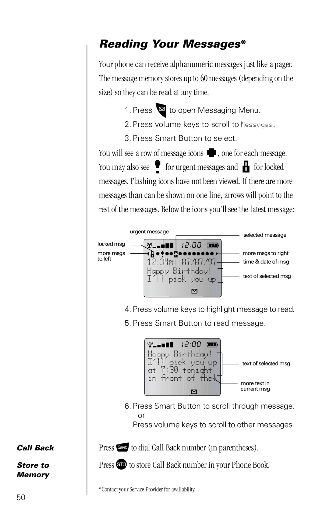 Motorola SC-725 specifications Reading Your Messages, You will see a row of message icons , one for each message 