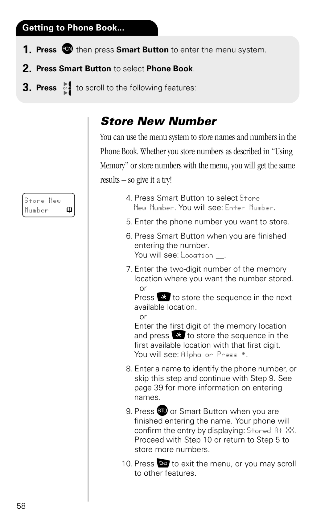 Motorola SC-725 specifications Store New Number 