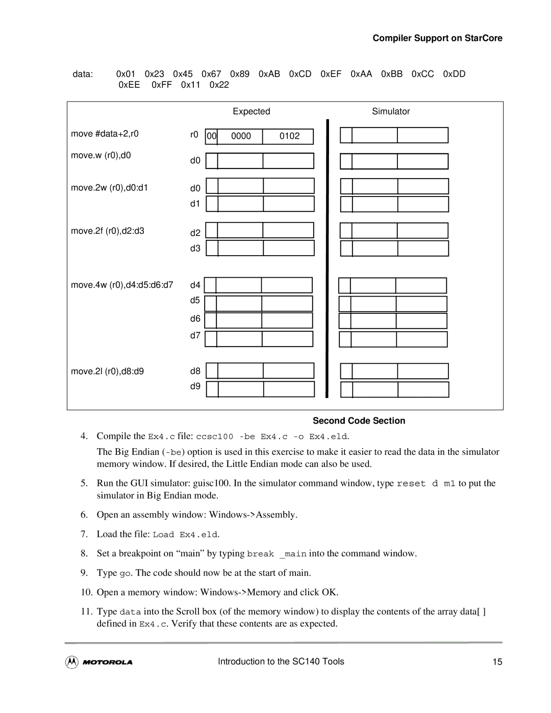 Motorola SC140 user manual Second Code Section 