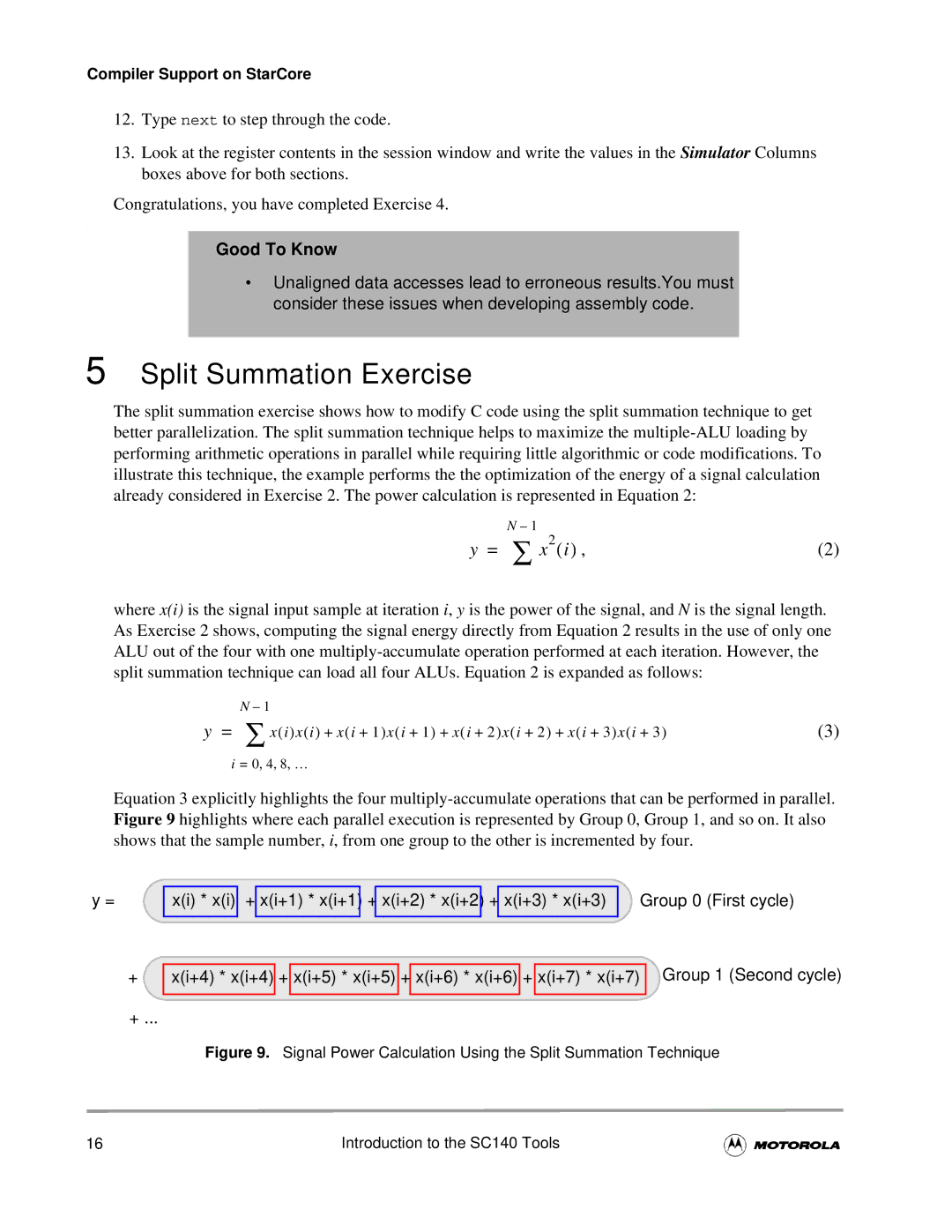 Motorola SC140 user manual Split Summation Exercise, Good To Know 