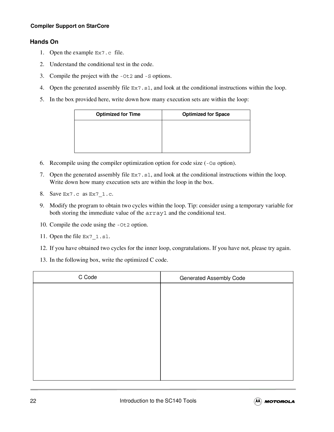 Motorola SC140 user manual Save Ex7.c as Ex71.c 