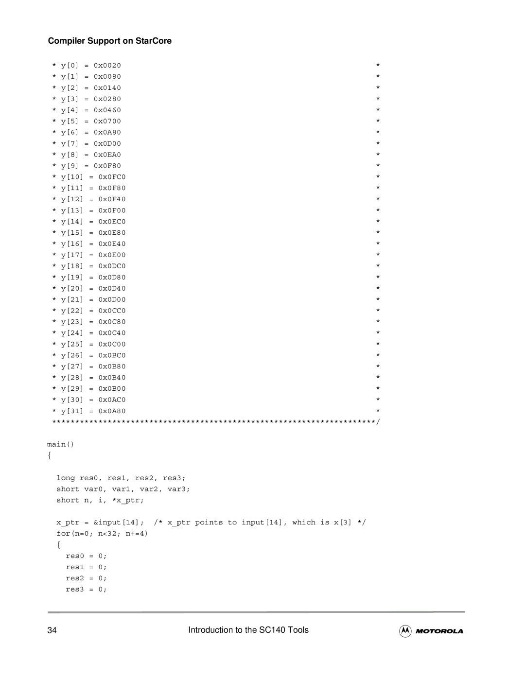 Motorola SC140 user manual Compiler Support on StarCore 