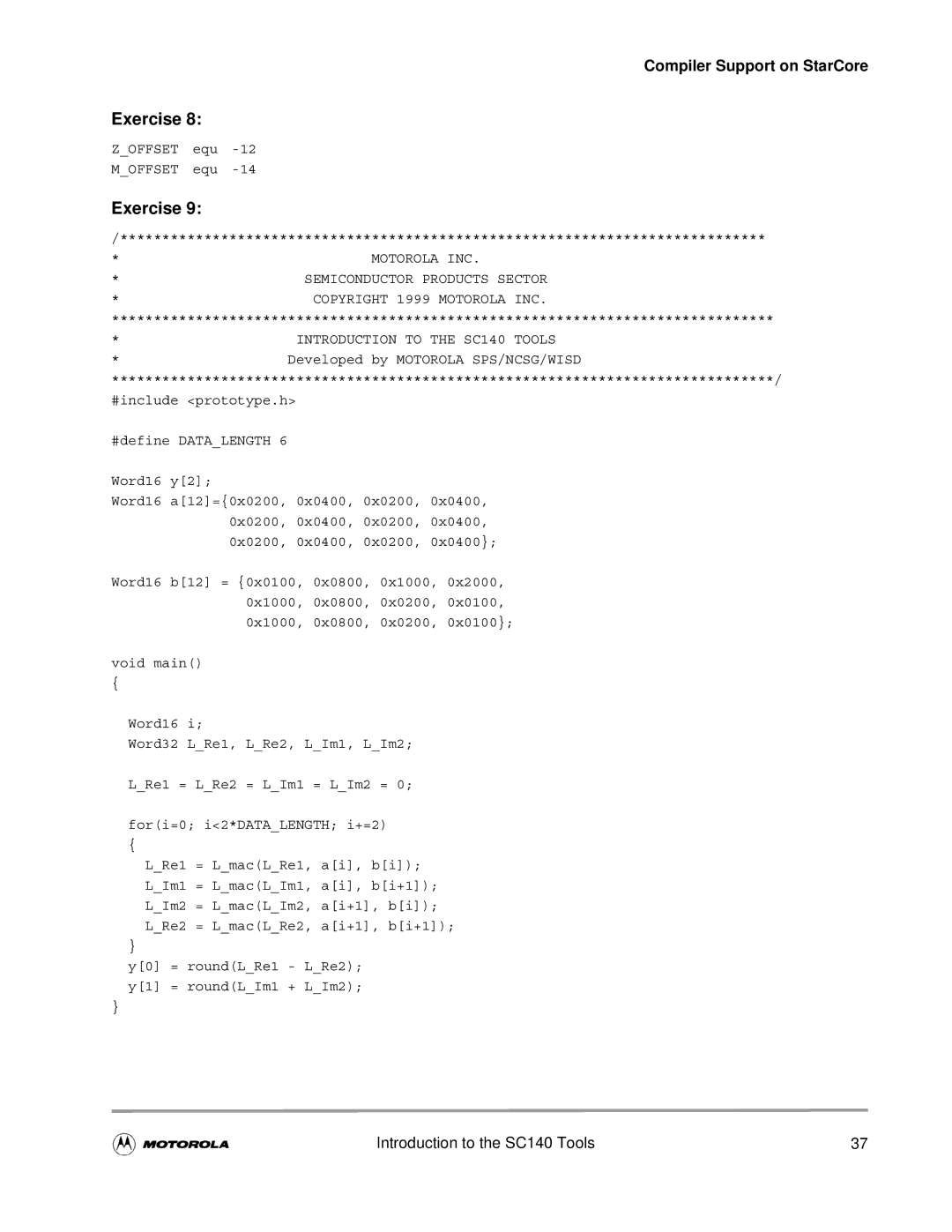 Motorola SC140 user manual Zoffset equ Moffset equ Exercise 