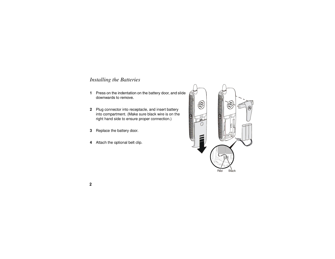 Motorola SD4501 manual Installing the Batteries 