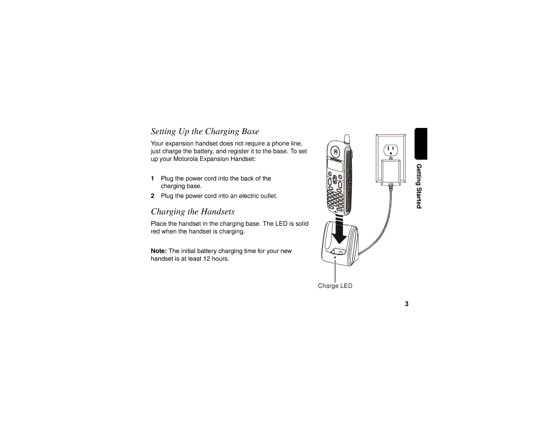 Motorola SD4501 manual Setting Up the Charging Base, Charging the Handsets 