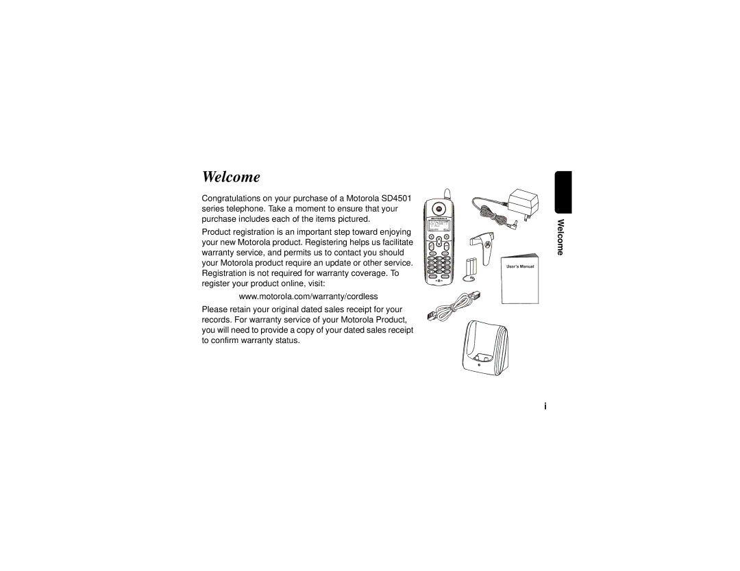 Motorola SD4501 manual Welcome 