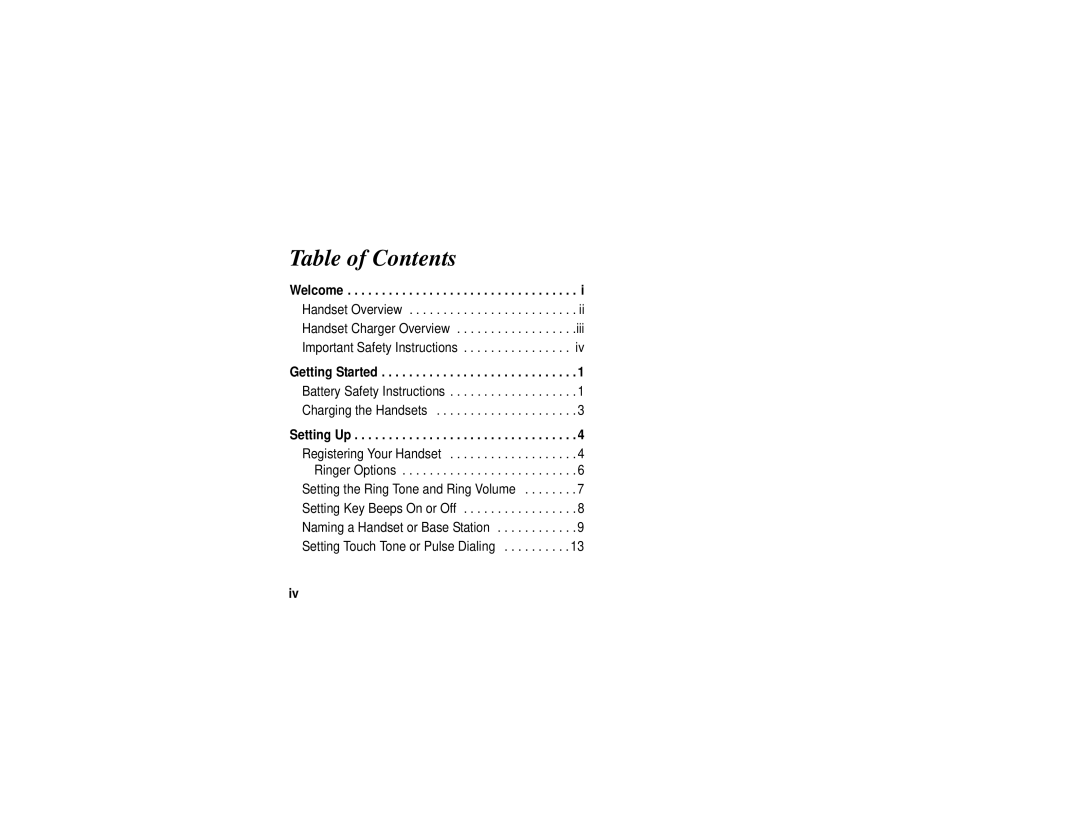 Motorola SD4501 manual Table of Contents 