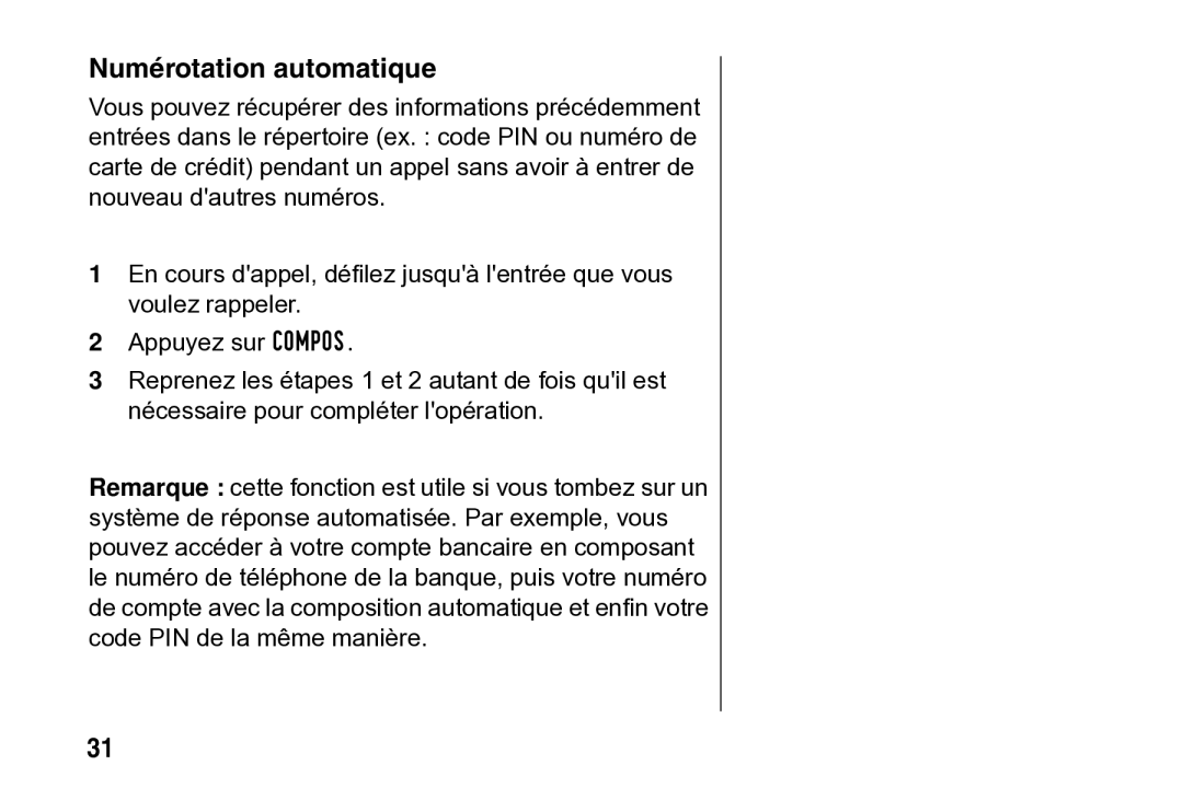 Motorola SD4502 manual Numérotation automatique 