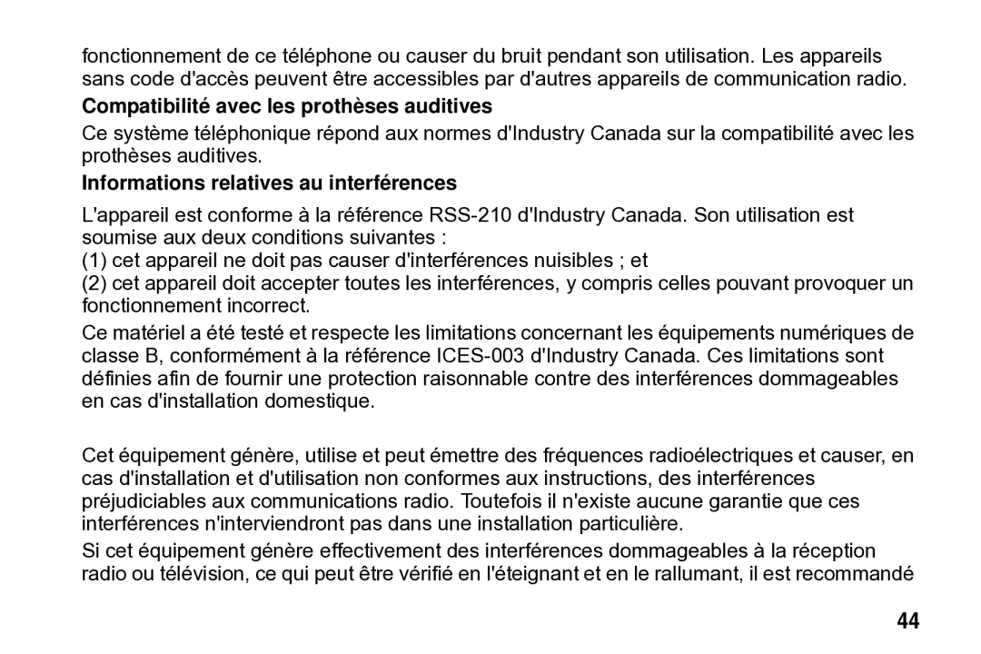 Motorola SD4502 manual Compatibilité avec les prothèses auditives, Informations relatives au interférences 