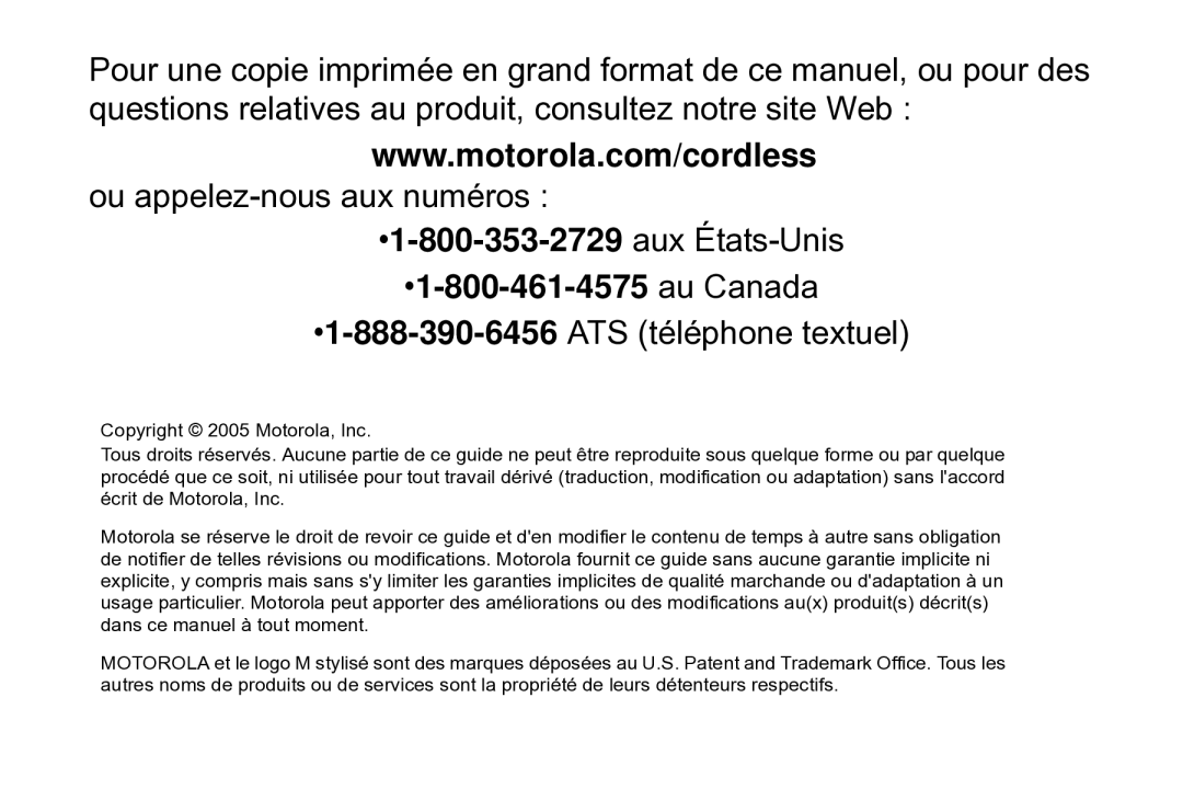 Motorola SD4502 manual Au Canada 