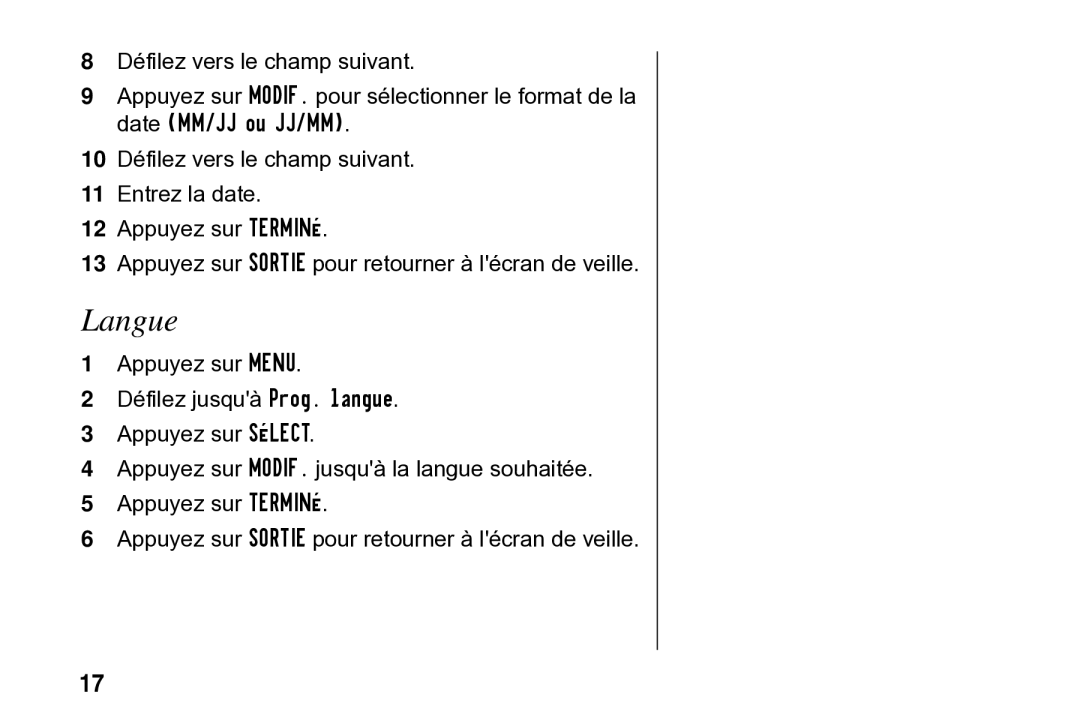 Motorola SD4502 manual Langue 