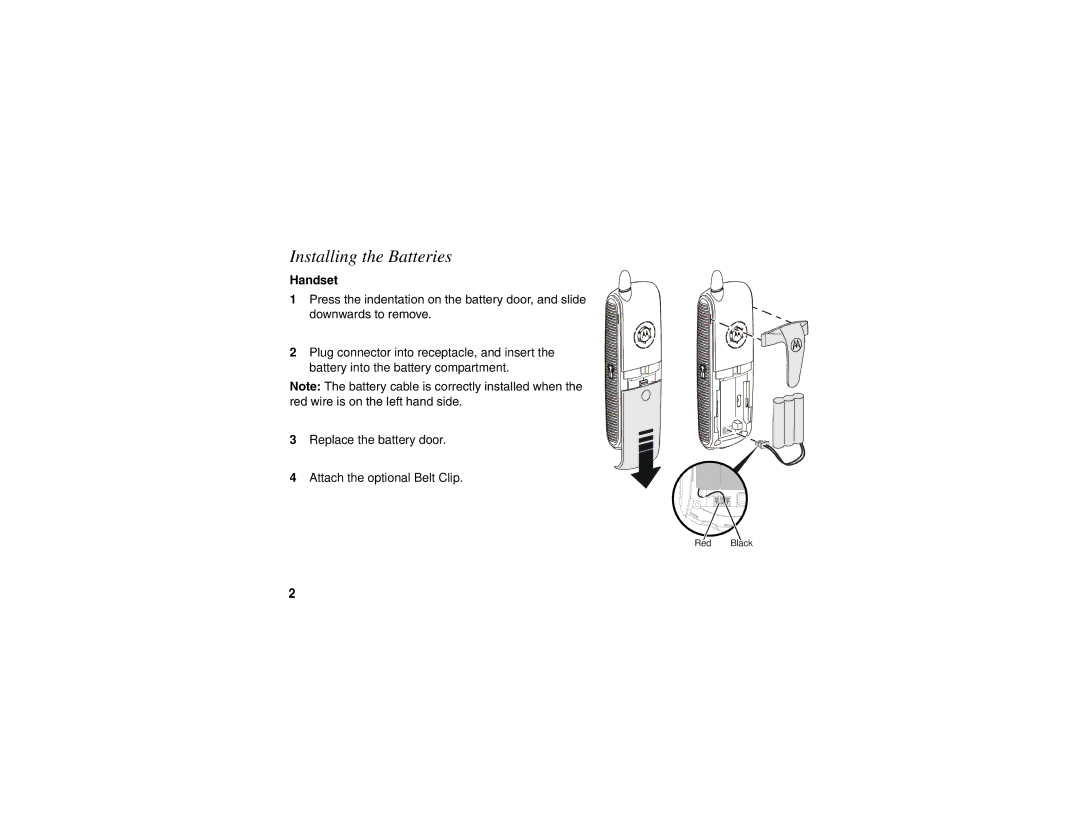 Motorola sd4560 manual Installing the Batteries, Handset 