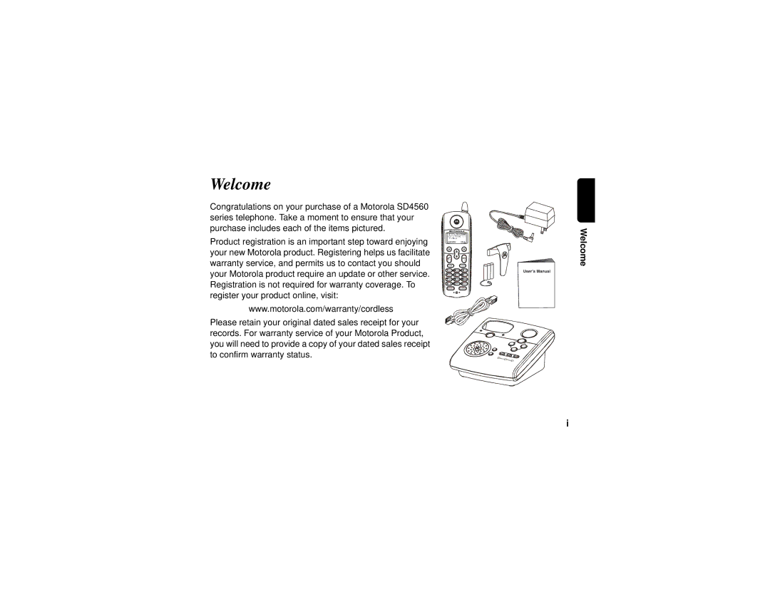 Motorola sd4560 manual Welcome 