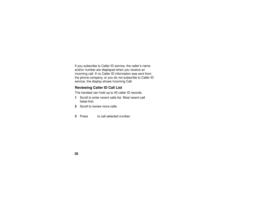 Motorola sd4560 manual Reviewing Caller ID Call List 