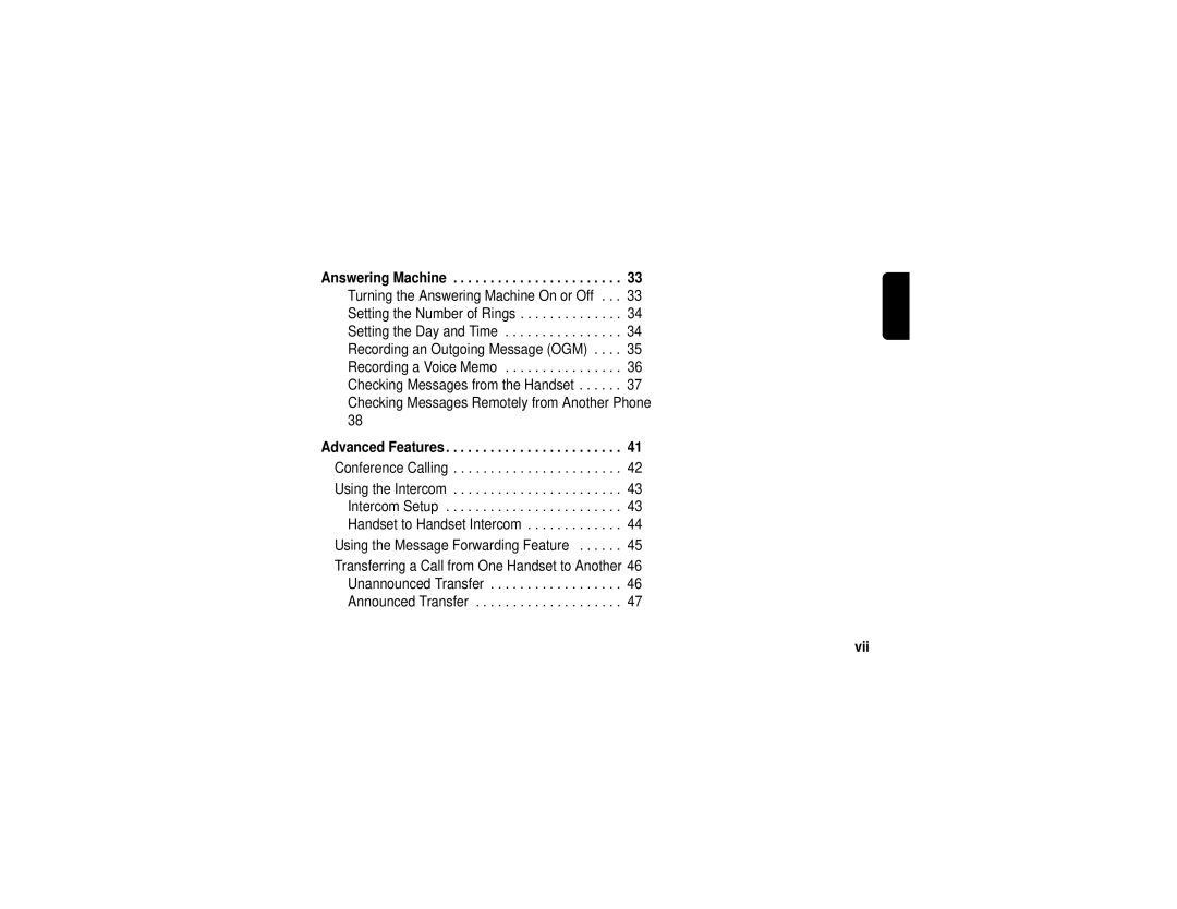 Motorola sd4560 manual Answering Machine, Advanced Features 