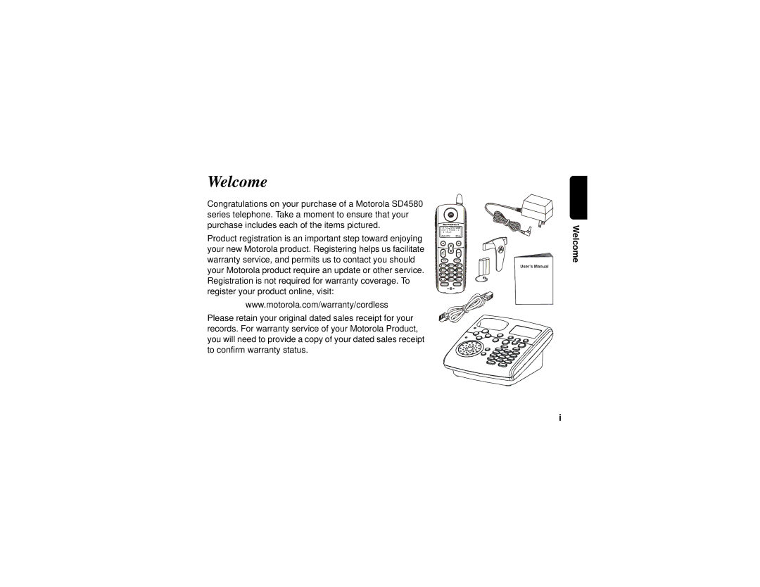 Motorola SD4580 manual Welcome 