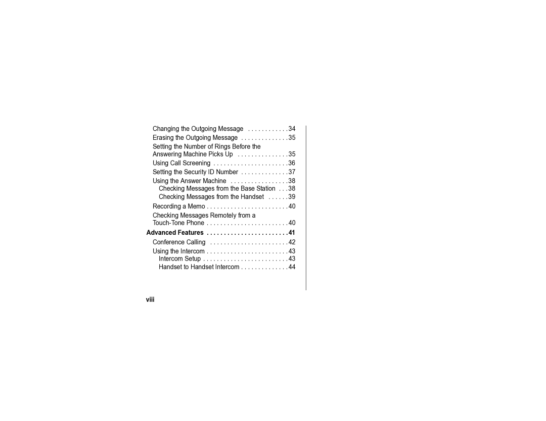 Motorola SD4590 manual Advanced Features, Viii 