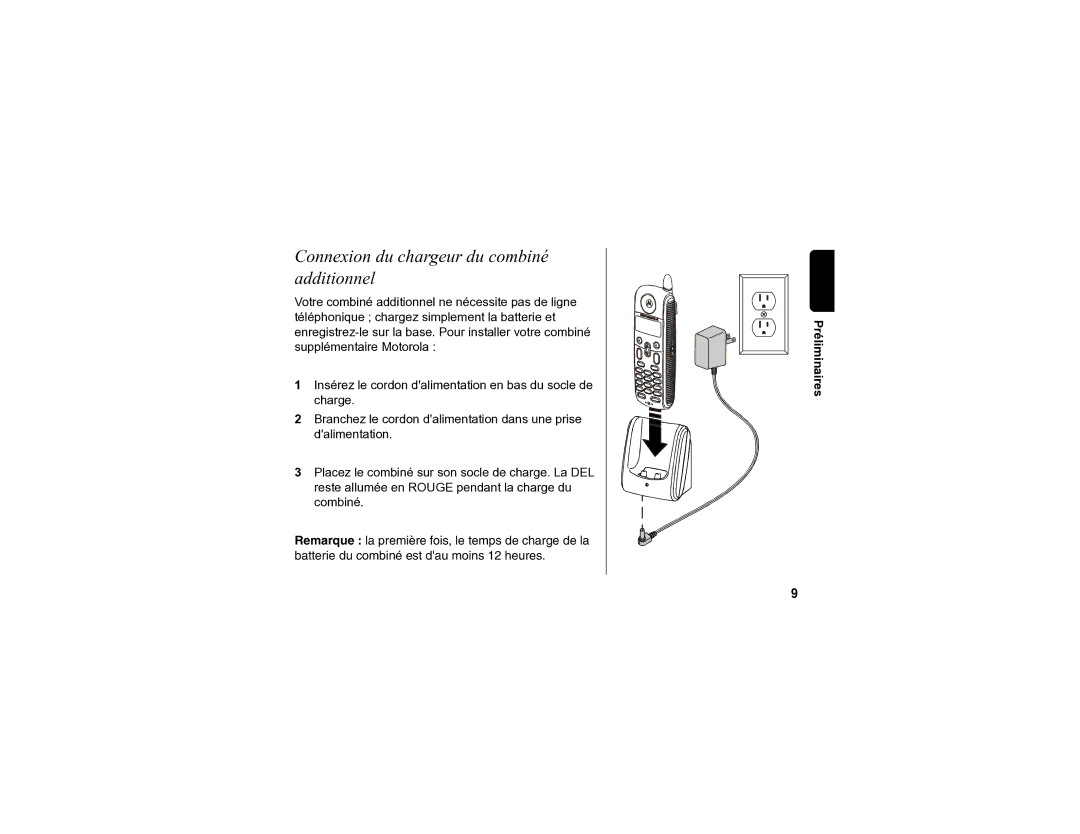 Motorola SD4590 manual Connexion du chargeur du combiné additionnel 