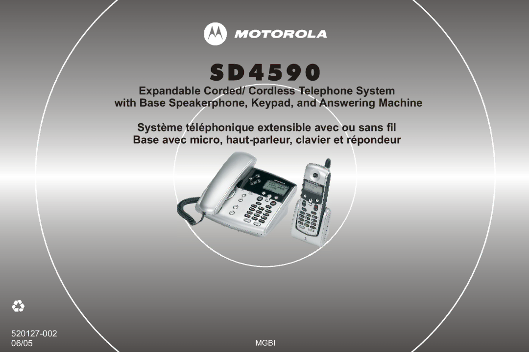 Motorola SD4590 manual 4 5 9 