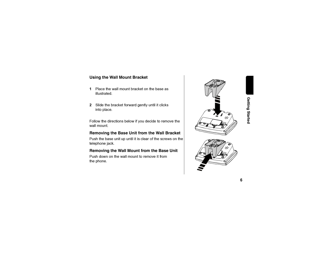 Motorola SD4590 manual Using the Wall Mount Bracket, Removing the Base Unit from the Wall Bracket 