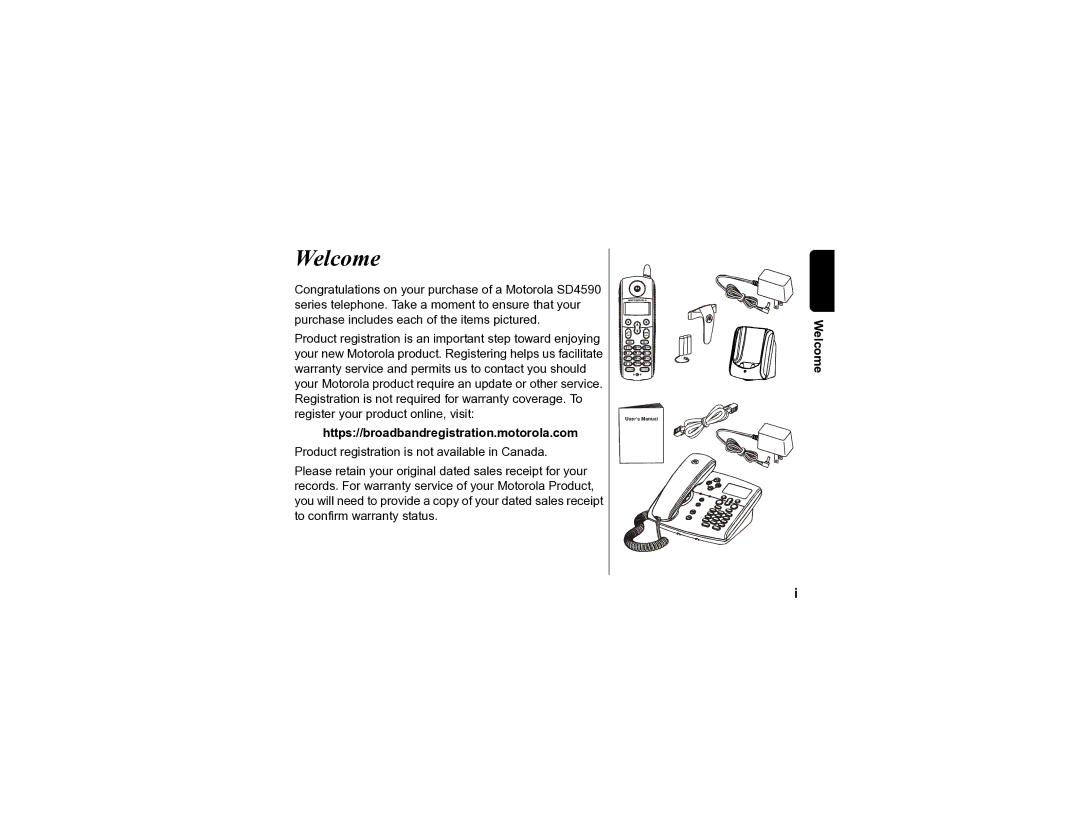 Motorola SD4590 manual Welcome, Https//broadbandregistration.motorola.com 