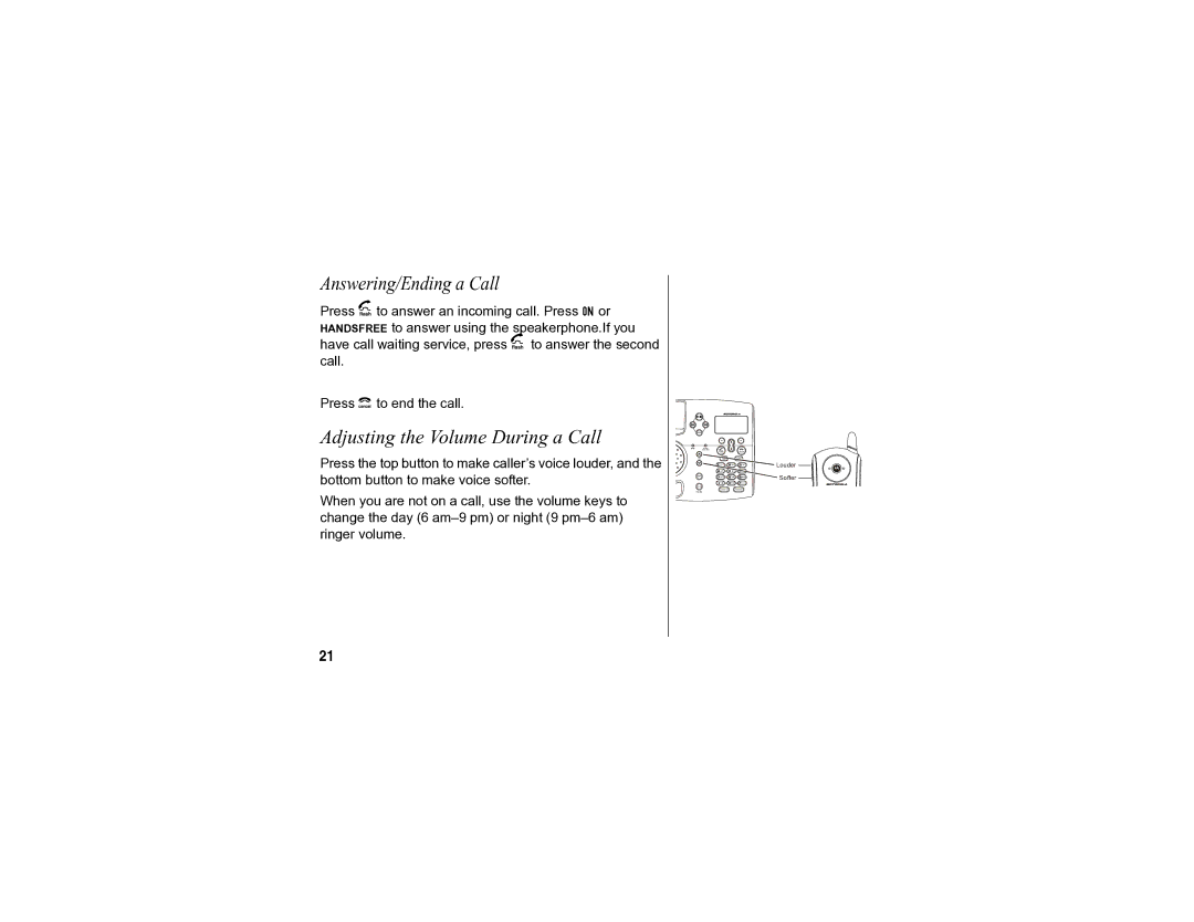 Motorola SD4590 manual Adjusting the Volume During a Call, Answering/Ending a Call 