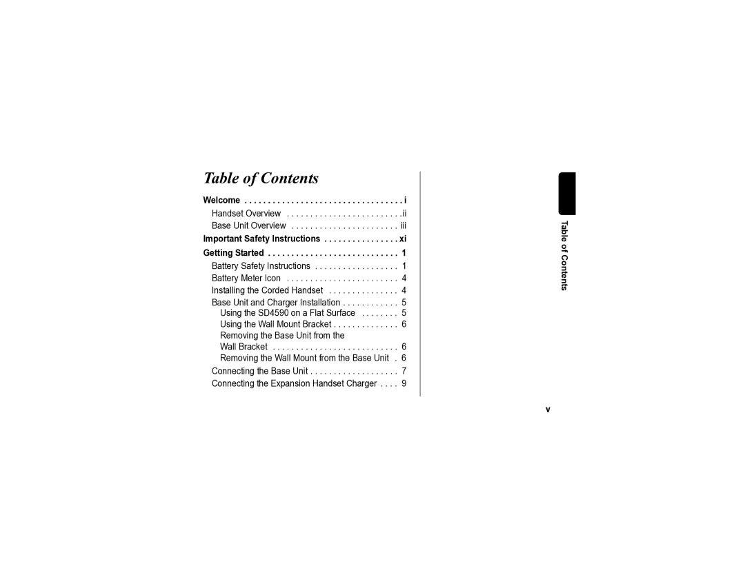 Motorola SD4590 manual Table of Contents 