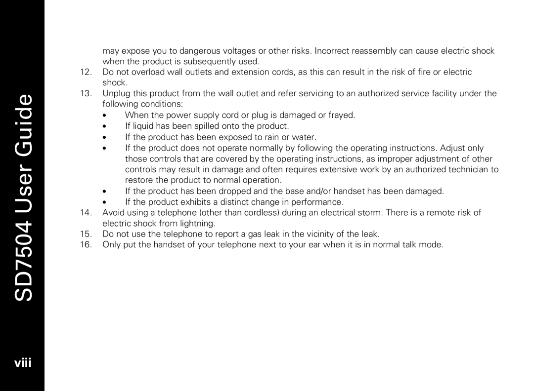 Motorola SD7550 manual Viii 