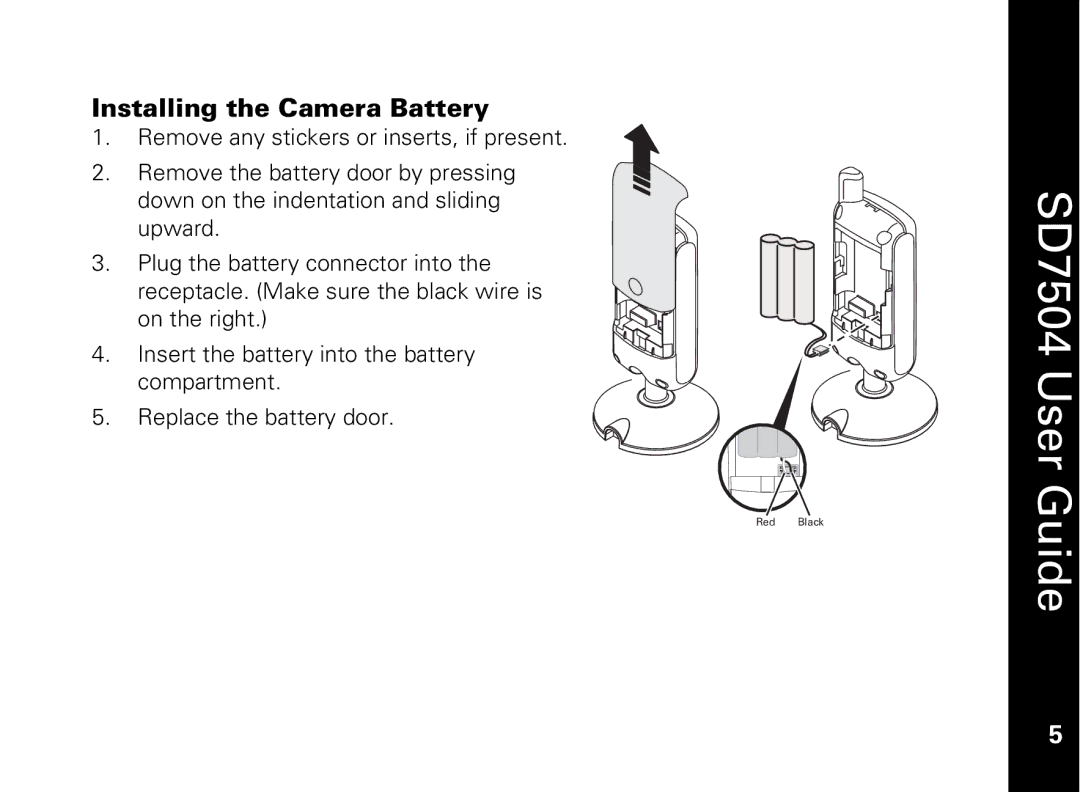 Motorola SD7550 manual Installing the Camera Battery 