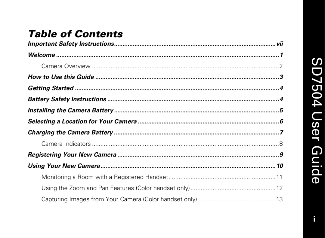 Motorola SD7550 manual Table of Contents 