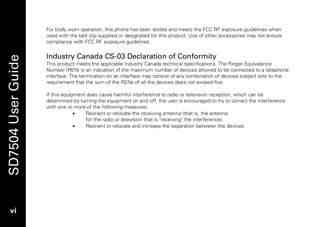 Motorola SD7550 manual Industry Canada CS-03 Declaration of Conformity 