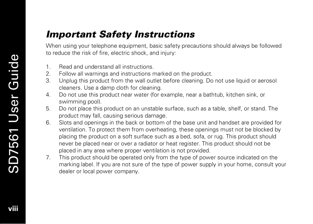 Motorola SD7561 manual Important Safety Instructions 