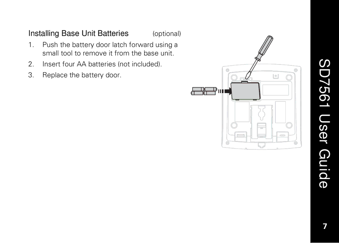 Motorola SD7561 manual Installing Base Unit Batteries optional 