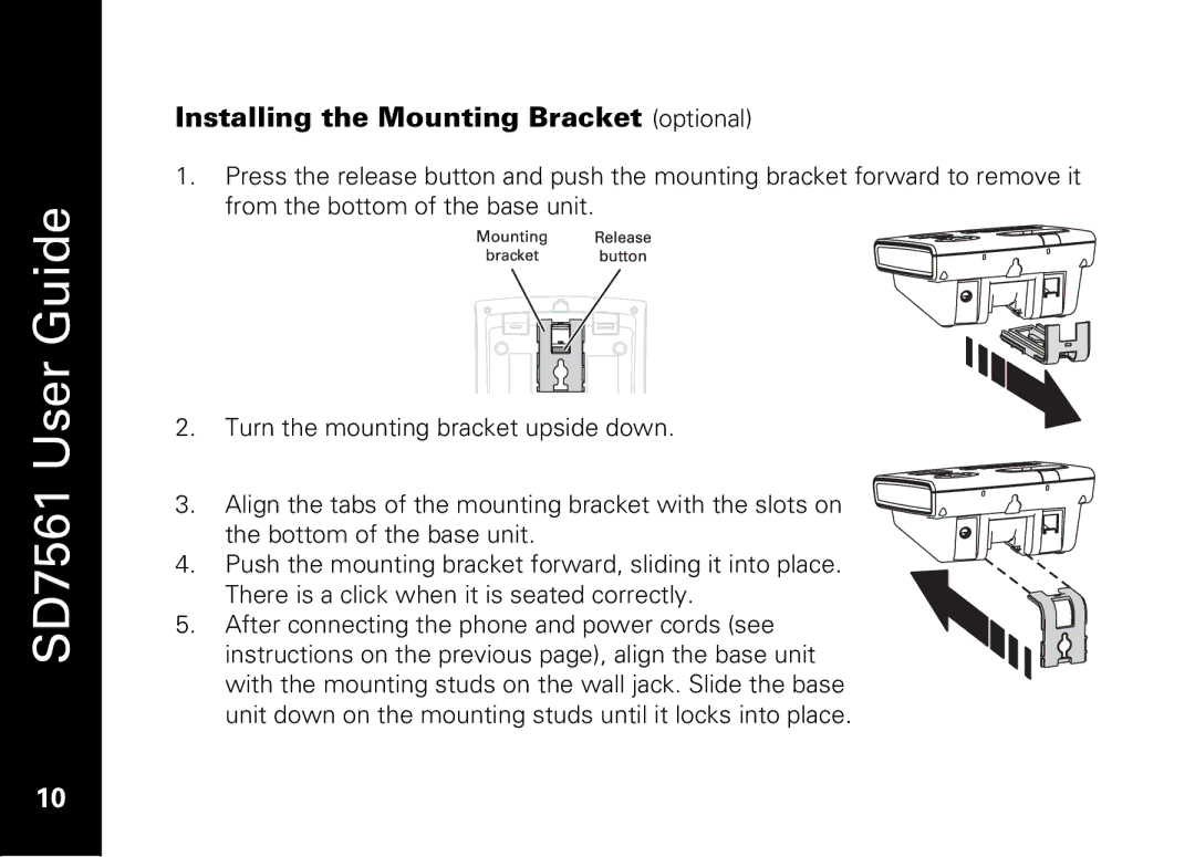 Motorola SD7561 manual Installing the Mounting Bracket optional 