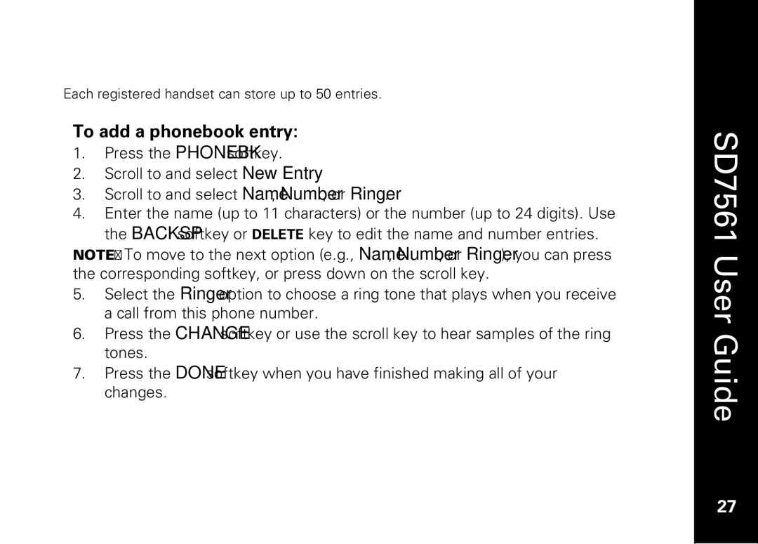 Motorola SD7561 manual Adding a Phonebook Entry, To add a phonebook entry 