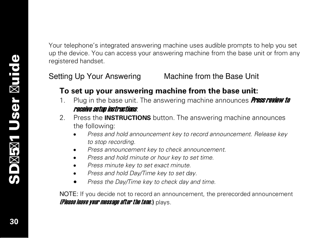 Motorola SD7561 manual Using the Answering Machine 