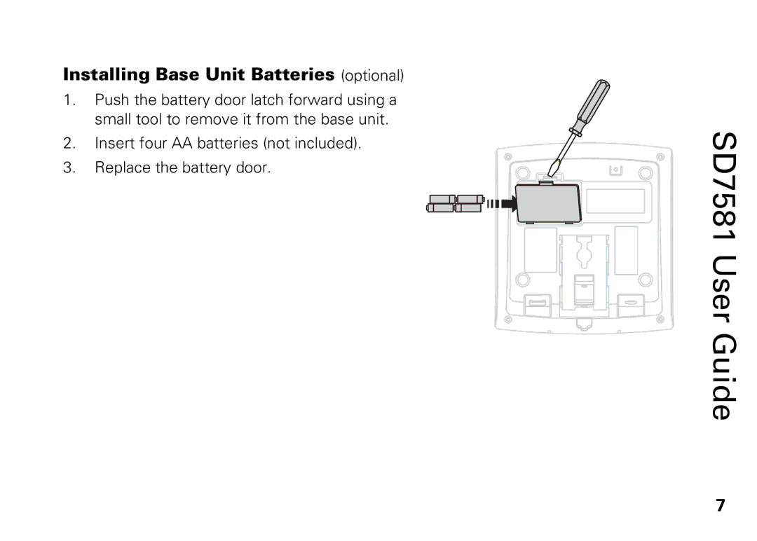 Motorola SD7581 manual Installing Base Unit Batteries optional 