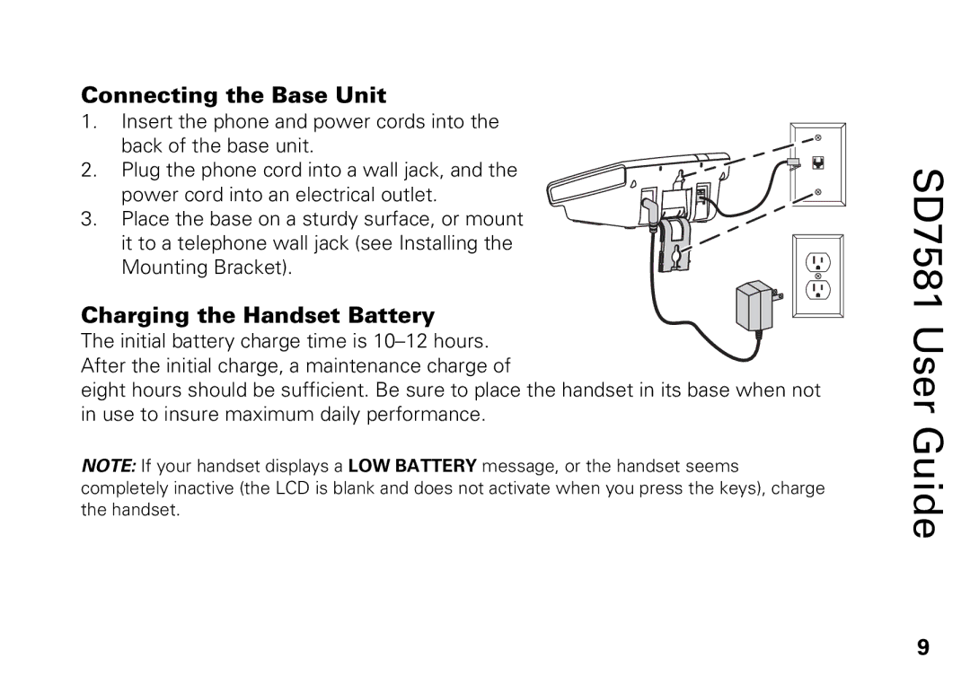 Motorola SD7581 manual Connecting the Base Unit 