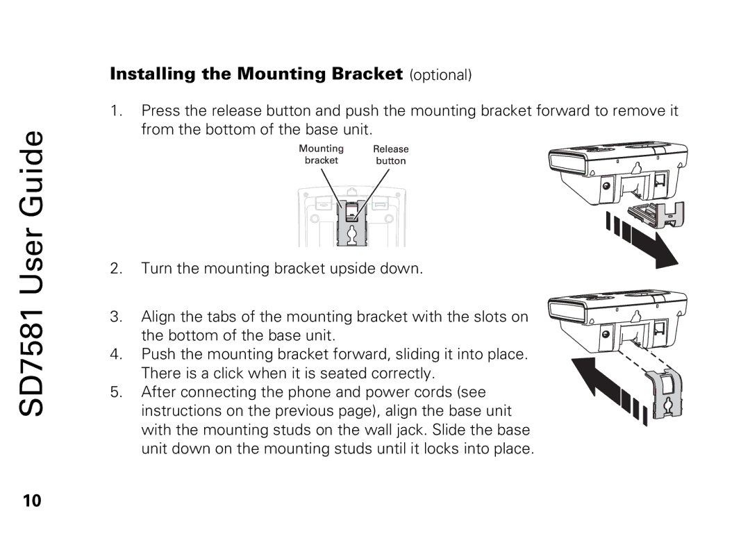 Motorola SD7581 manual Installing the Mounting Bracket optional 