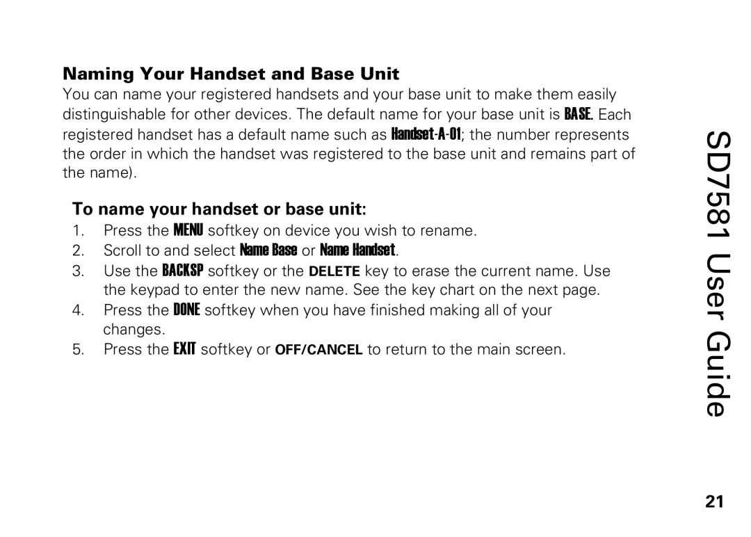 Motorola SD7581 manual Naming Your Handset and Base Unit, To name your handset or base unit 