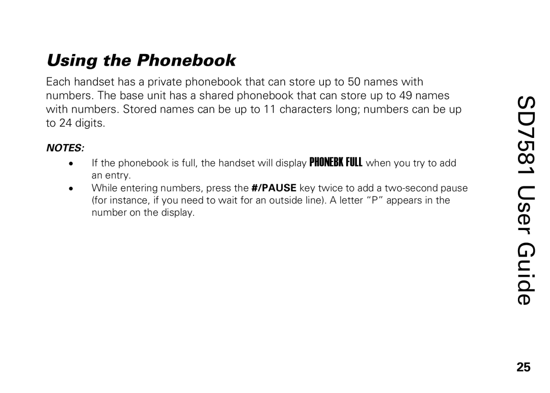 Motorola SD7581 manual Using the Phonebook 