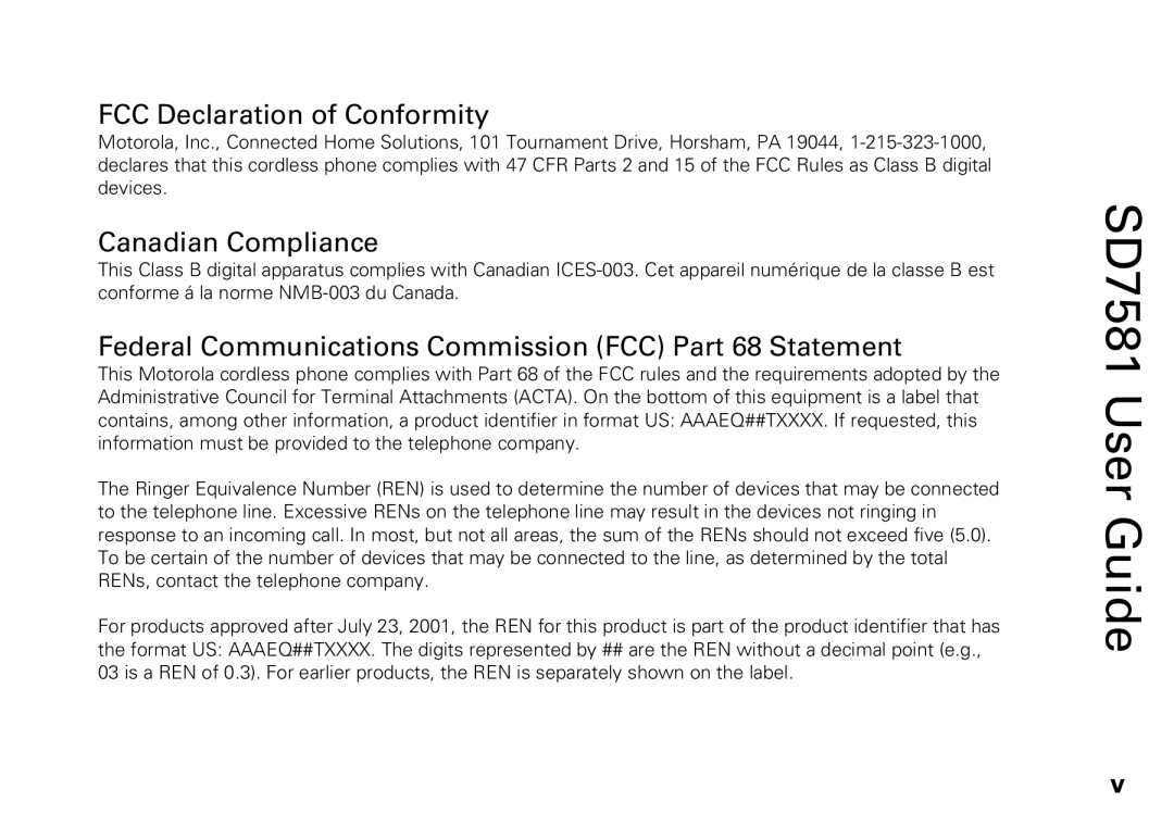 Motorola SD7581 manual FCC Declaration of Conformity 