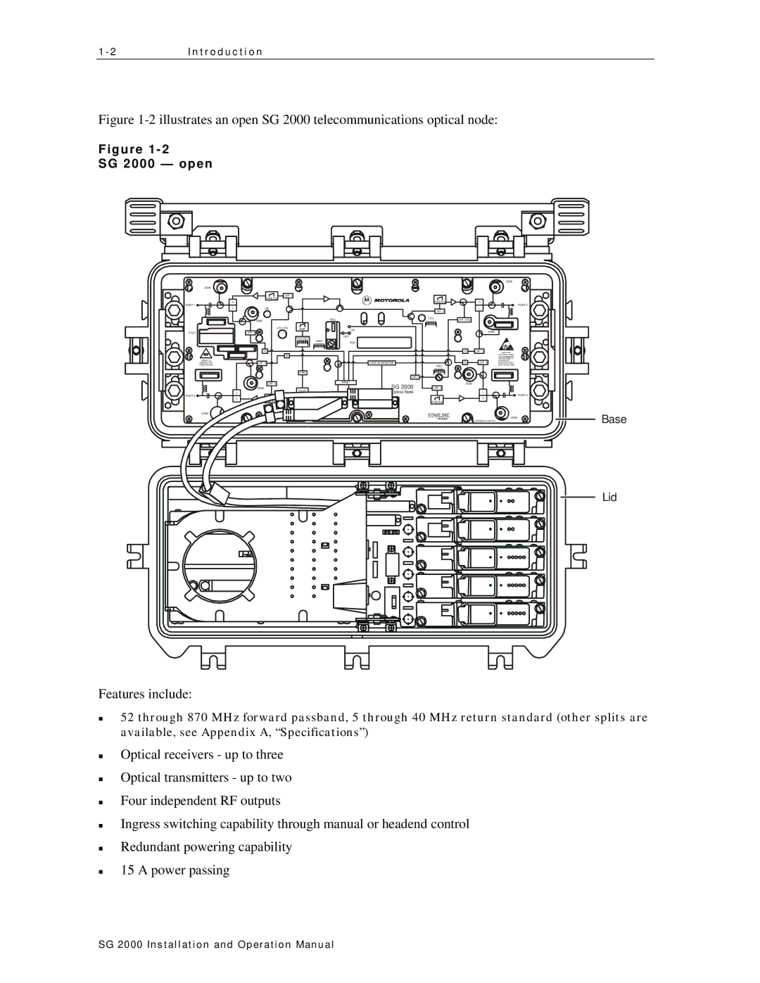 Motorola operation manual Features include, SG 2000 open 